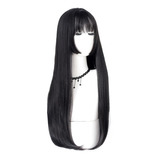 Peluca Cosplay Lisa 60cm Negra Larga Kanekalon 