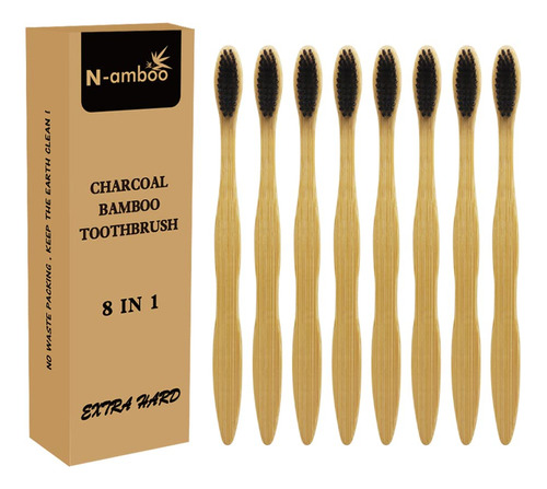 N-amboo Cepillo De Dientes De Bambu Extra Duro, 8 Piezas De