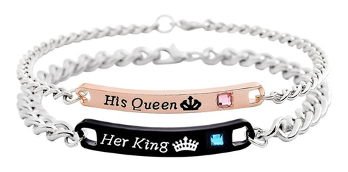 2 Pulseras Her King His Queen Parejas Rey Reina