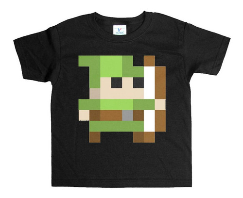 Remera Negra Adultos Pixel R98