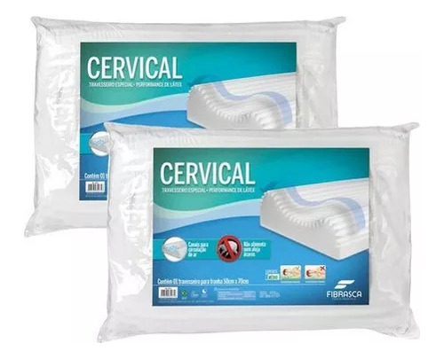 2 Travesseiros Ortopédico Cervical Anatômico Fibrasca