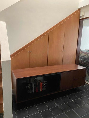 Credenza De Madera Nogal De Lujo Con Espejo Y Mueble De Tv