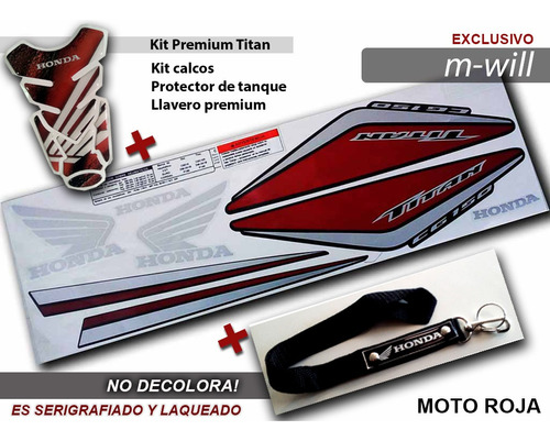 Combo Calcos Original Honda Titan 2014 + Protector + Llavero