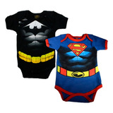 Pañalero Bebe Ropa Superman Batman Musculos Set 2 Piezas 