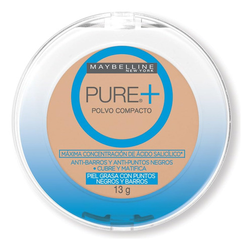 Polvo Compacto Pure + Piel Grasa Y Punto Negros Maybelline 