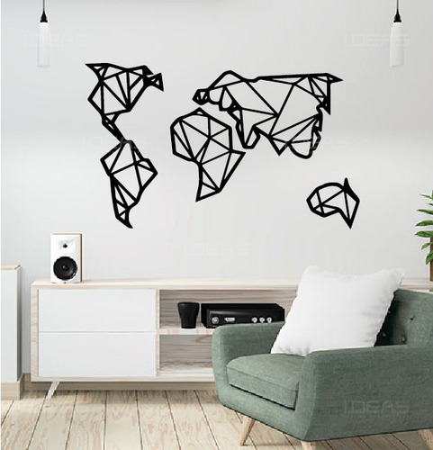 Vinilo Decorativo Mapa Geométrico Minimalista 105x165cm 