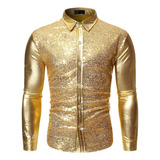 Tercera Camisa De Hombre Solapa De Otoño Cool Sequins