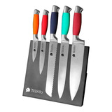 Set 5 Cuchillos Multicolor Trento Con Base Magnética Premium