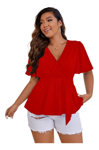 Blusa Cordoba Manga Campana Cinturon Escote Cruzado Curvy