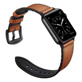 Pulseira Em Couro E Silicone Para Apple Watch 38 40 41mm