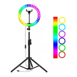 Aro De Luz Rgb Led 26 Cm Con Soporte Para Celular + Trípode