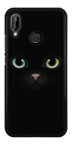 Funda Protector Para Huawei Gato Negro Ojos Colores N