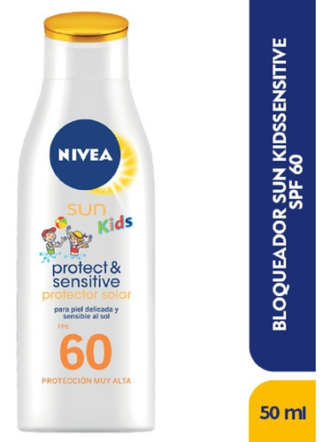 Nivea Sun Kids Bloqueador Para Niños Sensible 60fps 50ml