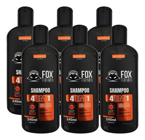 Shampoo Masculino 3x1 Atacado Fox For Man 6 Un Oferta
