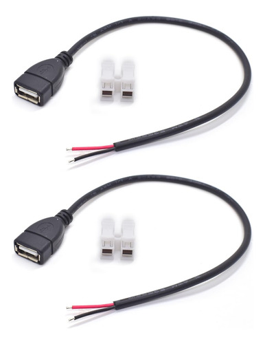 Elnone 2pcs 0.3m/1ft Usb 2.0 Hembra Pigtail 2 Cables 20awg .