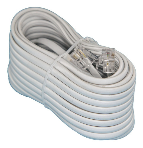 Cable 2m Telefono Modem C/ Ficha Plug Rj11 M/m B/n X 4u Htec