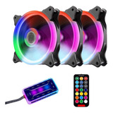 Ventilador Pc Rgb Gamer Led 120mm Con Control Remoto 3pcs