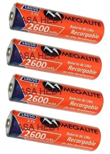 Pila Batería 18650 Recargable 3.7 Volts 2600mah X4 Unidades