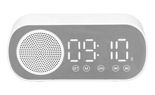 Mini Reloj Despertador Digital Parlante Bt Radio Tarjeta Sd