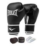 Kit Luva De Treino Everlast Core Preto + Band +bucal+bolsa