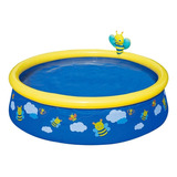 Alberca Inflable Redonda Infantil Azul Con Rociador 152 Cm Color Azul Rey