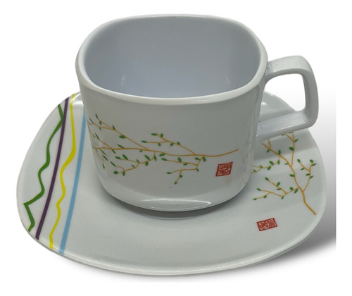 Set X6 Tazas De Té Con Plato Melamina Chino