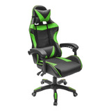 Silla Gamer Ergonómica Giratoria Inclinación Verde Negro