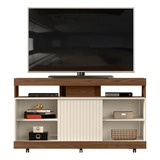 Rack Bancada Tv 50 Pol 120 Cm 23161 Caiena Creme Dj Moveis