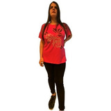 Remera  Modal Strass  Rosas Importada 