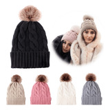 Gorros Tejidos Sombrero Con Pompón Gorra Negra Blanca