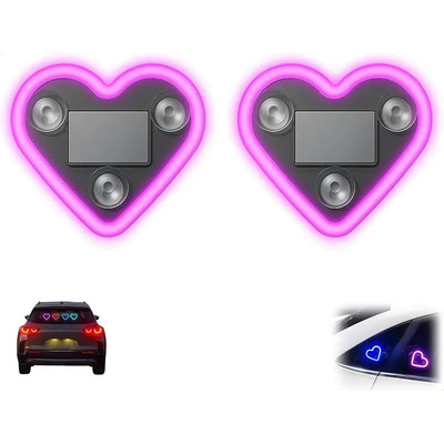 2pcs Luces Led De Neón Corazón Rosa Decoración