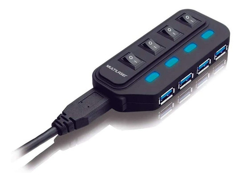 Hub Usb Slim Multilaser 3.0 Super Speed 4 Portas Ac264 Preto