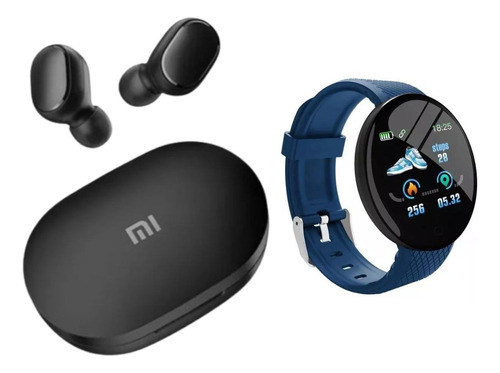 Auriculares Xiaomi Airdots + Smartwatch D18 Azul Premium