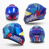 Casco Moto Edge Sharky Azul/rojo Certificado Motos.shop