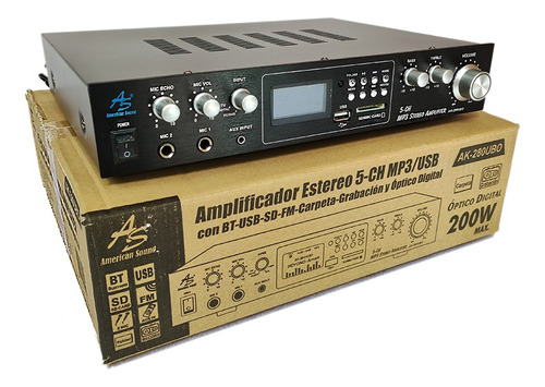 Amplificador Digital-optico 200w American Sound Ak280ubo