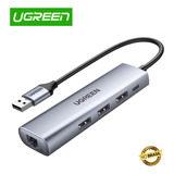 Hub Ugreen Adaptador Usb 3.0 5 Em 1 Com Porta Rj45 Ethernet