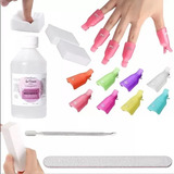 Kit Removedor Uv Esmaltes Semipermanentes Broches Wipes Gel