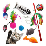 Kit 10 Mini Brinquedos Para Gatos Pet Filhotes Recreação