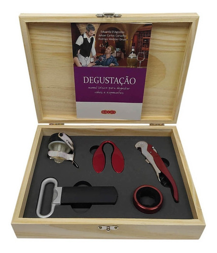 Kit Sommelier Premium Caixa De Presente 5 Acessórios E Livro