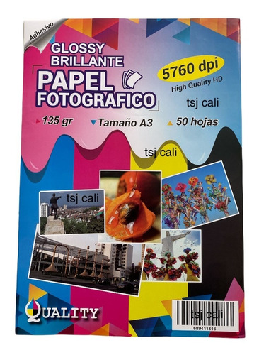 Papel Fotográfico Adhesivo Stiker X50 Hojas Brillante Tam A3