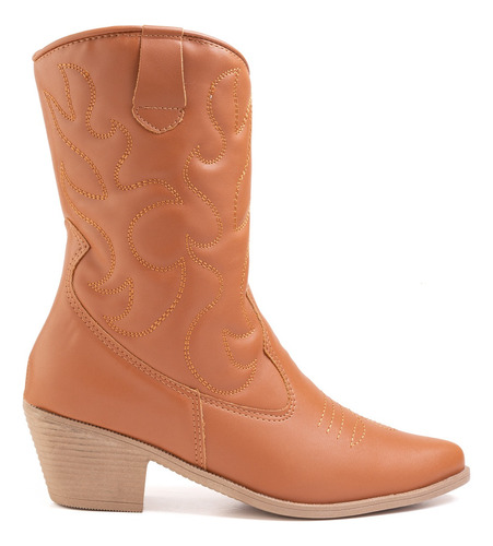 Bota Country Western Zature Texana Bordada Caramelo