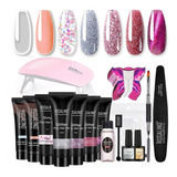 Acrigel Acrílico Polygel Acrílicas Completo 16 Pzas Kit Uñas