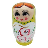 Boneca Madeira Matryoshka Russa Amarela 5 Peças 10,5cm