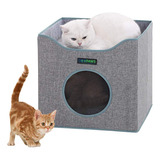 Cama Plegable Para Gatos Con Cojines Reversibles En Gris.