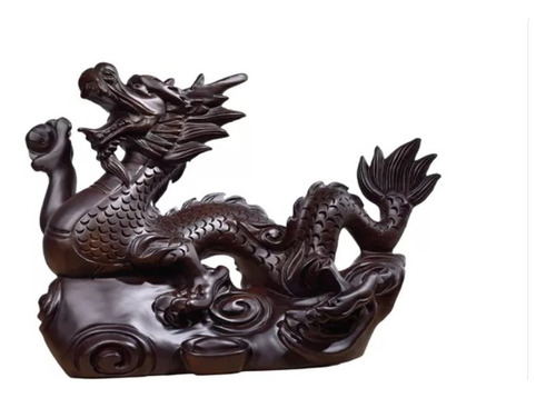 - Escultura Em Madeira De Estátua De Dragão Chinês