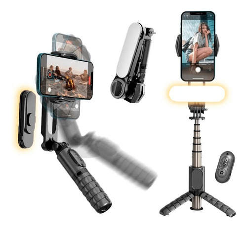 Gimbal Estabilizador De Celular Pau De Selfie Com Luz Led