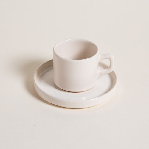 Taza Y Plato De Te/café De Porcelana Net Crema 184ml