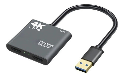 Placa De Captura Externa Usb 3.0 1080p 4k 60fps 2x Hdmi