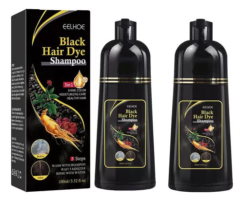  Champús Instantáneos Para Teñir El Cabello Negro De 200 Ml