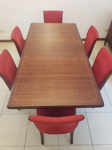 Juego De Comedor 6 Sillas Terracota Extensible 146-192cm.